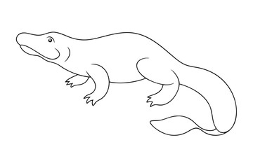 Wall Mural - Single Line Drawing of a Platypus - Minimalist Vector Art Illustration