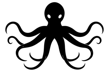 Wall Mural - Single Line Octopus Silhouette Vector Illustration – Minimalist Line Art Design