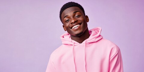 Canvas Print - Smiling Male in Pink Sweatshirt