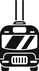 Poster - simple vector icon of a trolleybus seen from the front on a white background