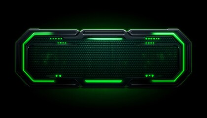 Futuristic Green Neon Frame with Octagonal Edges