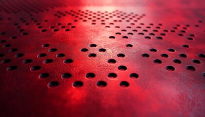 Red Metal Surface with Circular Holes