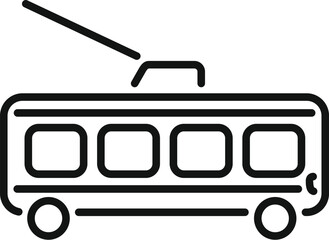 Poster - trolleybus public transportation side view line icon