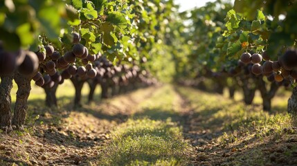 Sticker - Vineyard Rows with Ripe Grapes