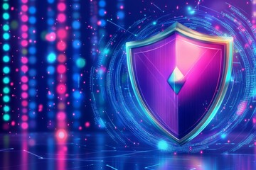 Aufkleber - Cyber Security Shield with Digital Glow