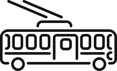 Poster - simple trolleybus icon featuring three pantographs, illustrating a modern urban transportation syste