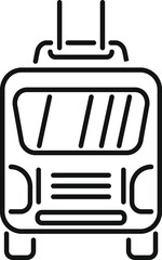 Sticker - Simple line drawing of a trolleybus driving forward, viewed from the front, isolated on white