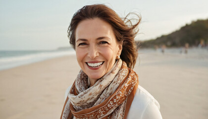 Wall Mural - portrait of a woman on the beach