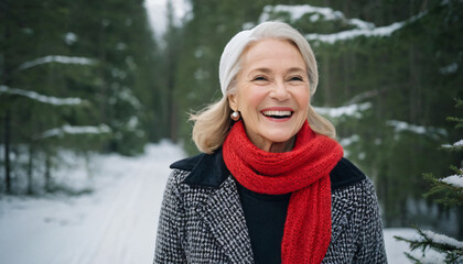 Wall Mural - portrait of a woman in winter