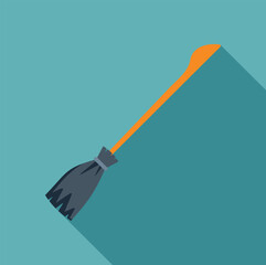 Poster - Simple vector illustration of a witch's broom casting a long shadow, perfect for halloween projects