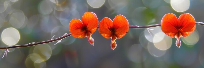 Poster - Indigenous wildflower Chorizema Cordatum known as the Heart-shaped Flame Pea