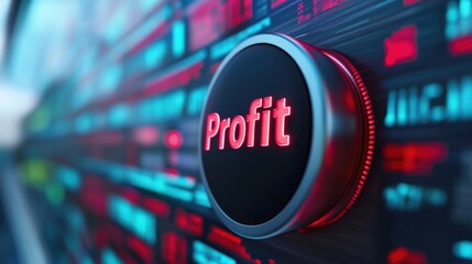 Sticker - A close up of a button that says profit on it, AI