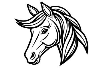 Wall Mural - Elegant Line Drawing of a Horse Head Vector Line Art Illustration