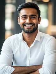 Wall Mural - Candid Young Man in Modern Office