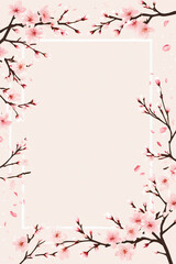 Canvas Print - pink cherry border