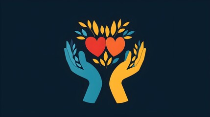 Wall Mural - flat design of a charity logo that scales well for use on social media, websites, and printed materi