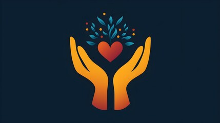 Wall Mural - flat design of a charity logo that scales well for use on social media, websites, and printed materi