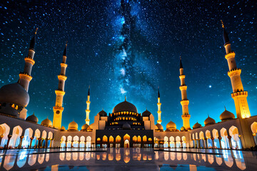 Wall Mural - blue mosque at night