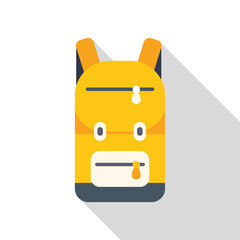 Poster - yellow backpack standing with long shadow, perfect for travel, school, or everyday use