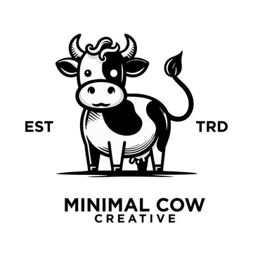 Cow Logo icon black white design illustration
