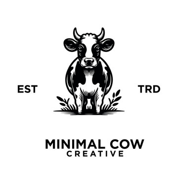 Cow Logo icon black white design illustration