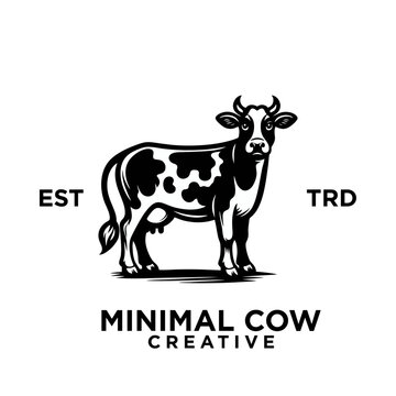 Cow Logo icon black white design illustration