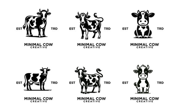 Cow Logo icon black white design illustration