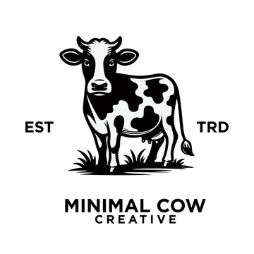Cow Logo icon black white design illustration
