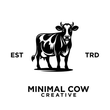Cow Logo icon black white design illustration
