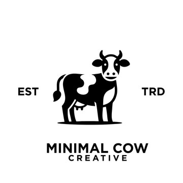 Cow Logo icon black white design illustration