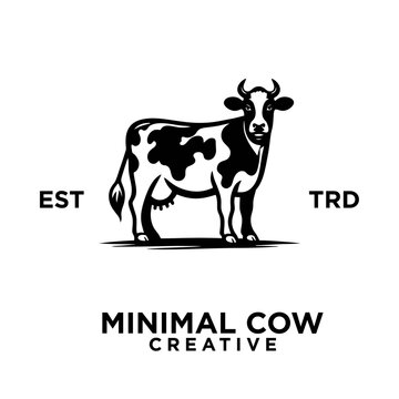 Cow Logo icon black white design illustration