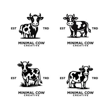 Cow Logo icon black white design illustration