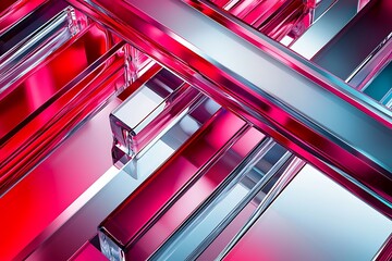 Poster - background with red and white cubes