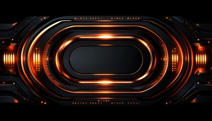 Wall Mural - Abstract Black and Orange Futuristic Technology Background