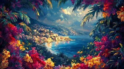 Poster - landscape with blue river 