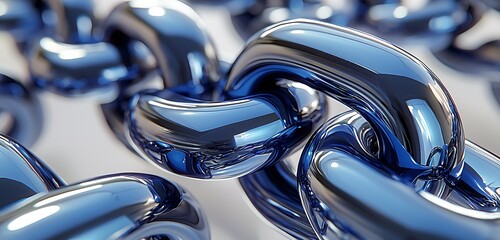 Poster - chain on blue close up  background