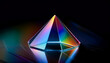 © NizuCaCi - prism, crystal, glass, triangular pyramid, cut, surface, multifaceted, iridescent, reflection, object, illustration, design, black background