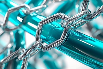 Poster - chain link on blue background