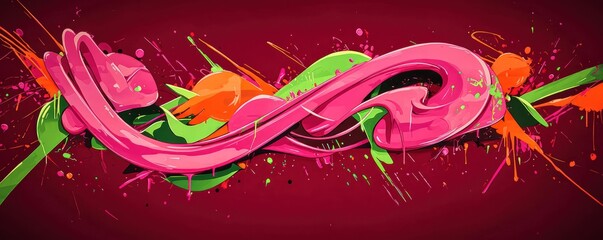 Poster - paint splashes on red