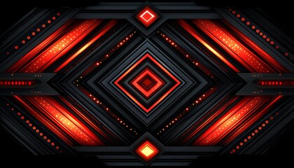 Wall Mural - Abstract Geometric Design with Red and Black Lights