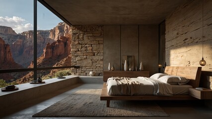 Minimalist Modern Bedroom in a Canyon