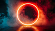 © Siasart Studio - A glowing neon ring surrounded by red and blue smoke.