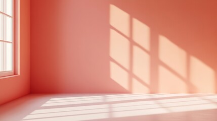 Aufkleber - Empty room wall painted in peach color Minimalistic abstract apricot background for product presentation Color of the year 2024 Peach Fuzz : Generative AI