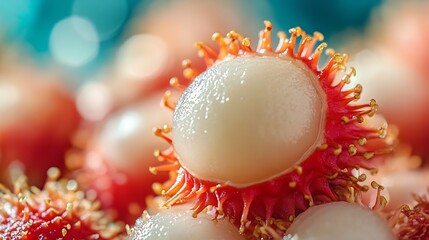 Poster - Close up rambutan ripe sweet tropical fruit texture : Generative AI