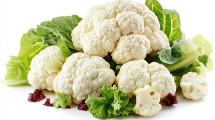 Wall Mural - Cauliflower salad with red beetroot isolated on white background : Generative AI