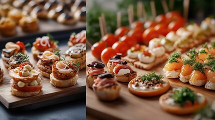 Poster - finger food snacks and assorted appetizers : Generative AI