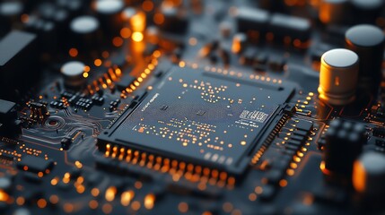 Poster - Electronic circuit board closeup Electronic motherboard card Circuitry and closeup on electronics Background of electronics on board electrical circuits technology texture : Generative AI