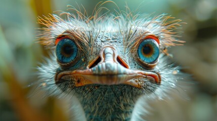 Curious and Comical Ostrich: Close-Up Portrait