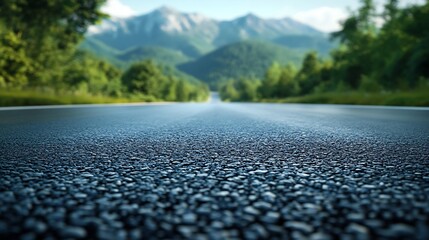 Poster - Asphalt road and mountain nature background : Generative AI