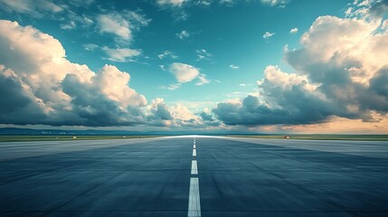Poster - Runway on a beautiful sky and clouds background : Generative AI